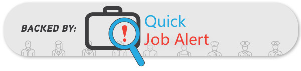 Backed by Quick Job Alert - logo in search bar and along with silhouette of people