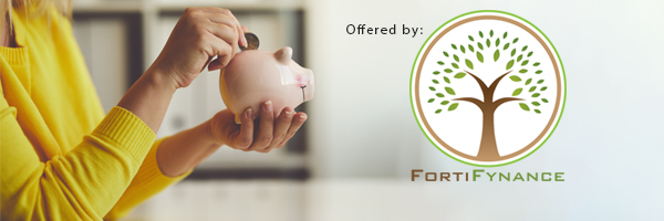 Logo woman and piggy bank offered by FortiFynance