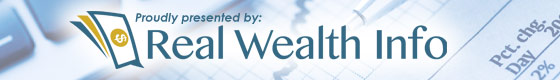 Proudly Presented by RealWealthInfo. Logo on a desk.