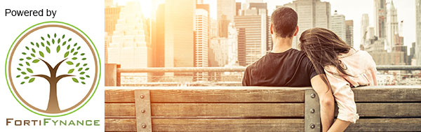 couple sitting on bench powered by fortifynance.