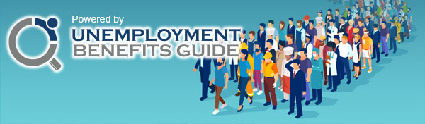 Powered by Unemployment Benefits Guide. A crowd of cartoon people.