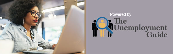 Woman at computer. Powered by The Unemployment Guide
